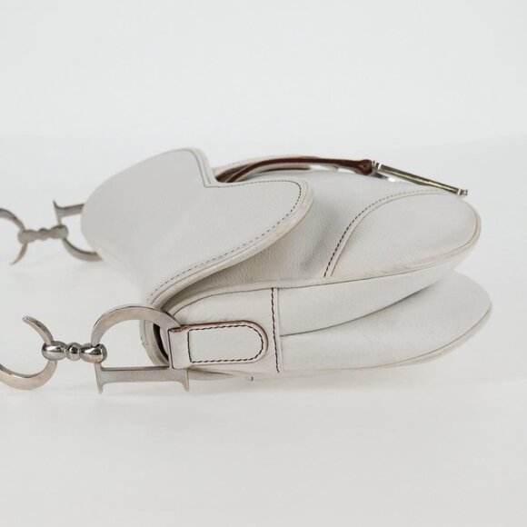 Christian Dior Saddle bag Hand Bag Leather White Auth am8050A - Picture 4 of 16